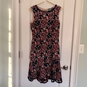 Karl Lagerfeld Elegant Black and Pink Midi Dress